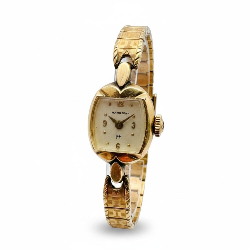 Vintage Hamilton Ladies Dress Watch 10K RGP Bezel-Manual Wind-As Is-Parts Repair